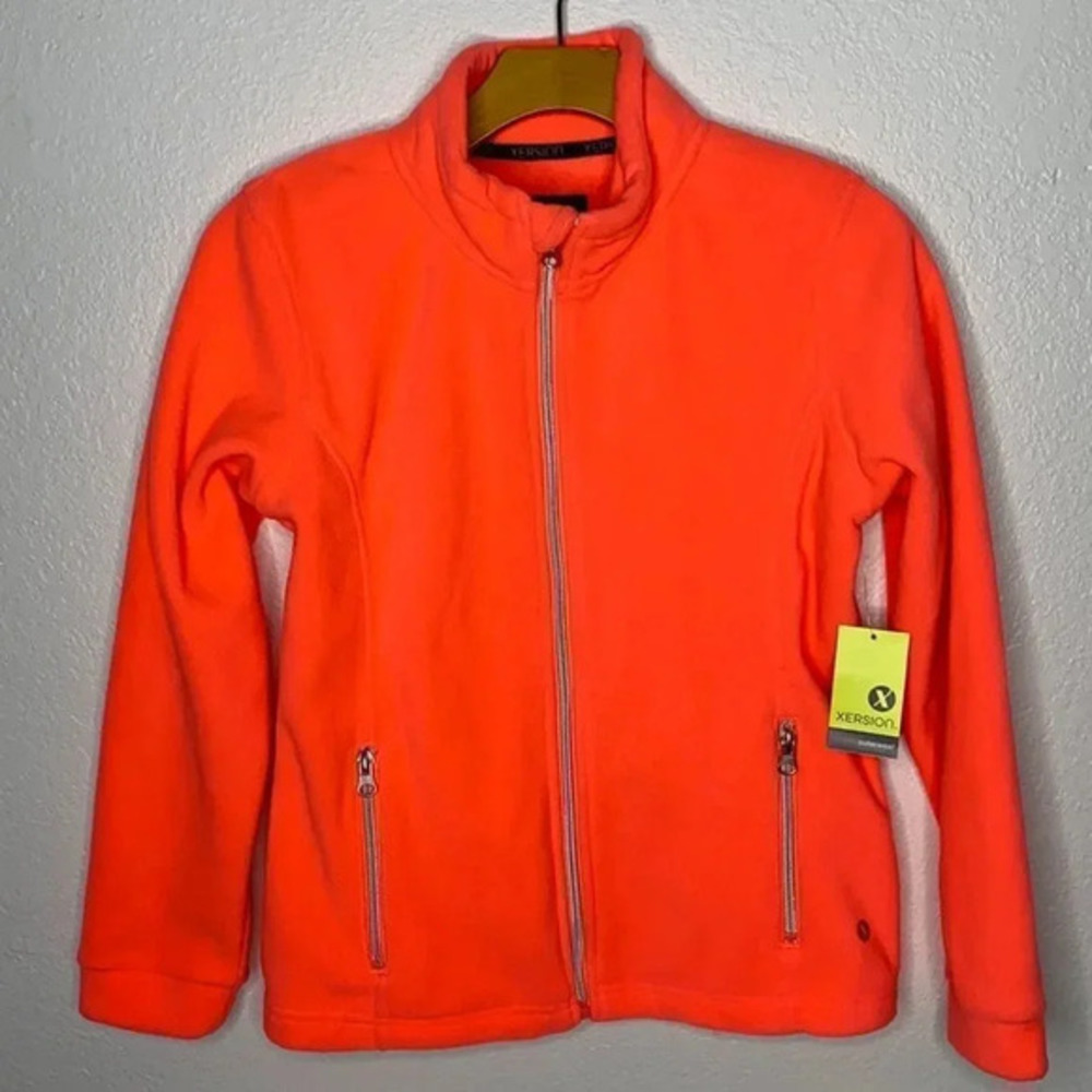 New Xersion Coral Splash Zip Up Fleece L 14